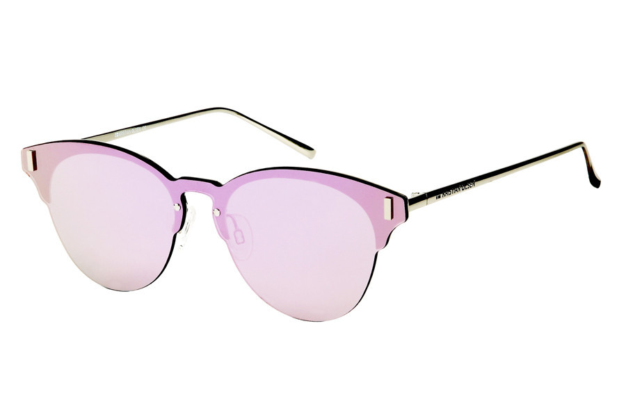 Kristian Olsen Sonnenbrille verspiegelte, violette Gläser, Rahmen Edelstahl silber