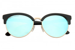 Kristian Olsen Sonnenbrille blaue, verspiegelte Gläser polarisiert, Rahmen gold, schwarz