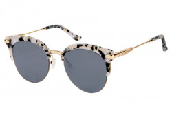 Kristian Olsen Sonnenbrille silberne, verspiegelte Gläser, Rahmen beige, gold, schwarz, weiß