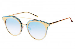 Kristian Olsen Sonnenbrille blaue, verspiegelte Gläser, Rahmen Edelstahl gold