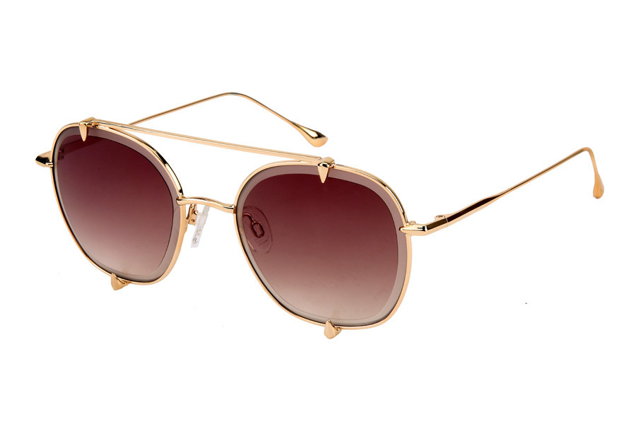 Kristian Olsen Sonnenbrille braune Gläser, Rahmen Edelstahl gold