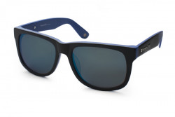 Kristian Olsen Sonnenbrille blaue, verspiegelte Gläser, Rahmen blau, schwarz