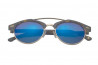 Kristian Olsen Sonnenbrille blaue, verspiegelte Gläser, Rahmen braun, gold, Horn-Optik