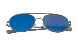 Kristian Olsen Sonnenbrille blaue Gläser, Rahmen Edelstahl schwarz