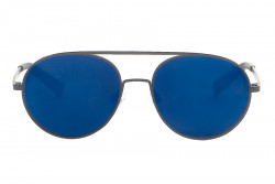 Kristian Olsen Sonnenbrille blaue Gläser, Rahmen Edelstahl schwarz