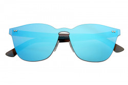 Kristian Olsen Sonnenbrille blaue, graue, verspiegelte Gläser, Rahmen Nylon silber