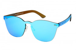 Kristian Olsen Sonnenbrille blaue, graue, verspiegelte Gläser, Rahmen Nylon silber