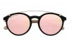 Kristian Olsen Sonnenbrille rosafarbene, verspiegelte Gläser, Rahmen schwarz, transparent